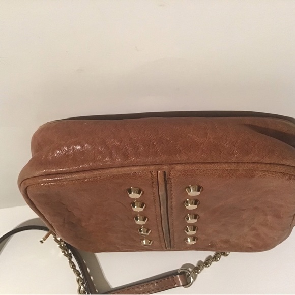 Micheal Kors brown leather studded with chains cross body bag - Picture 4 of 10